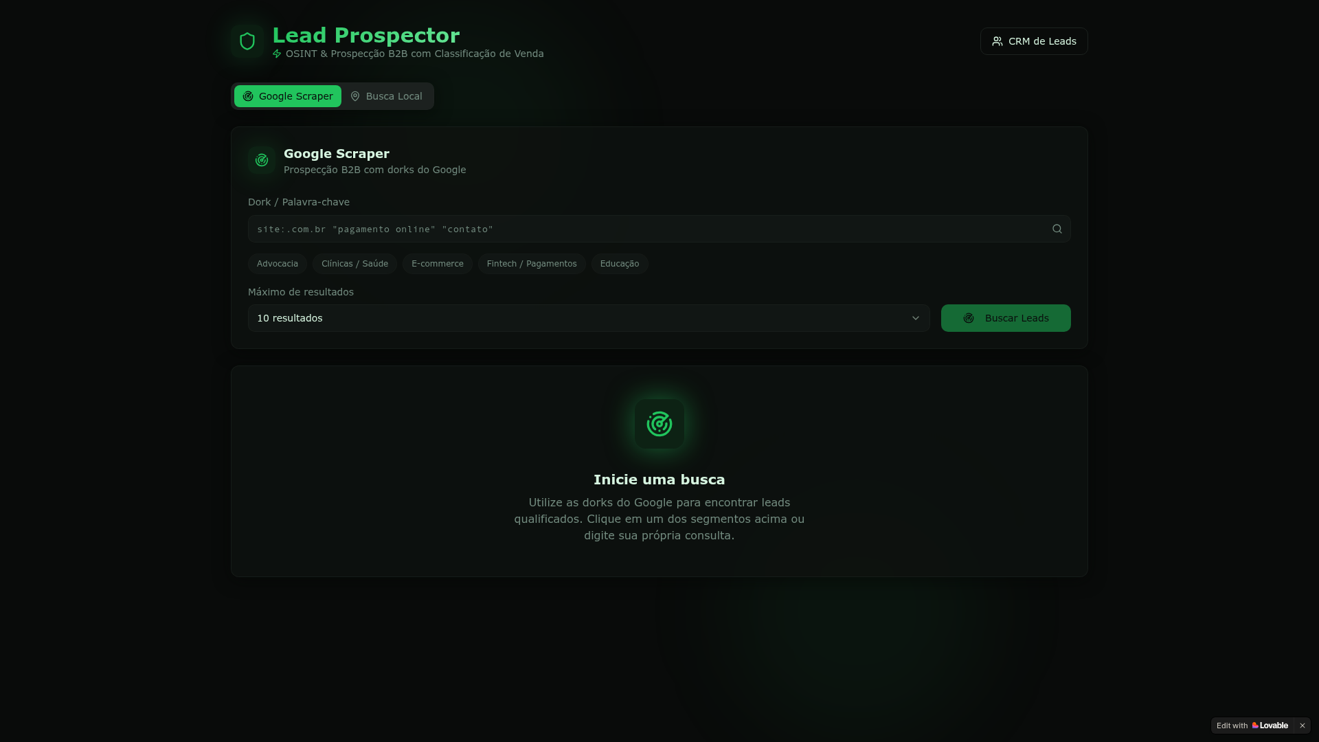 Lead Prospector — Sistema privado de prospecção B2B