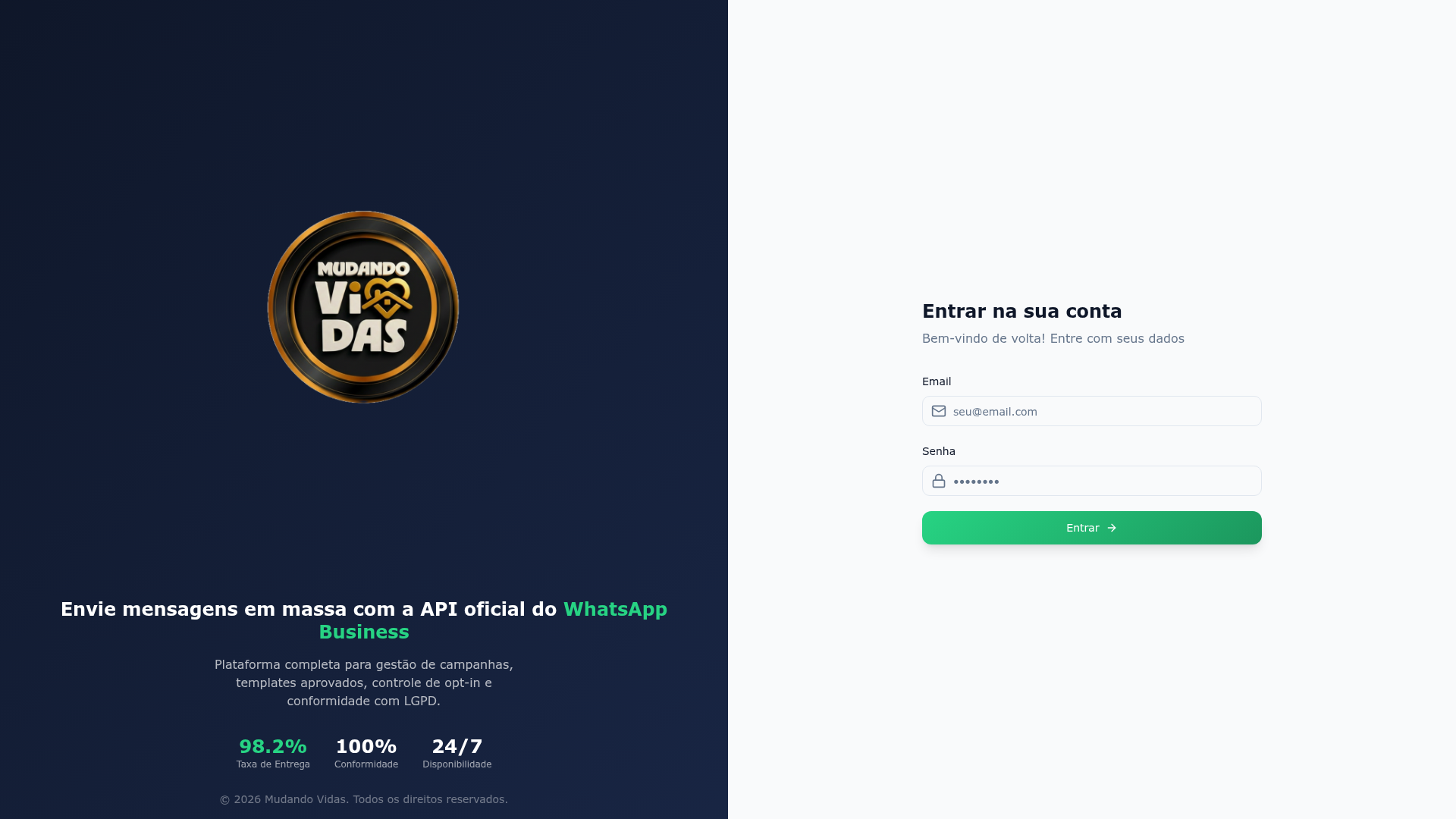 Mudando Vidas — Disparo WhatsApp Meta API